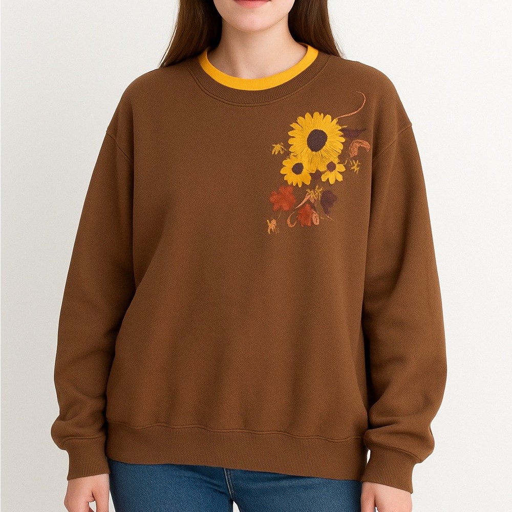 Sunflower Fall Top Stitch Morning Sun Vintage Grandma Crewneck Sweatshirt